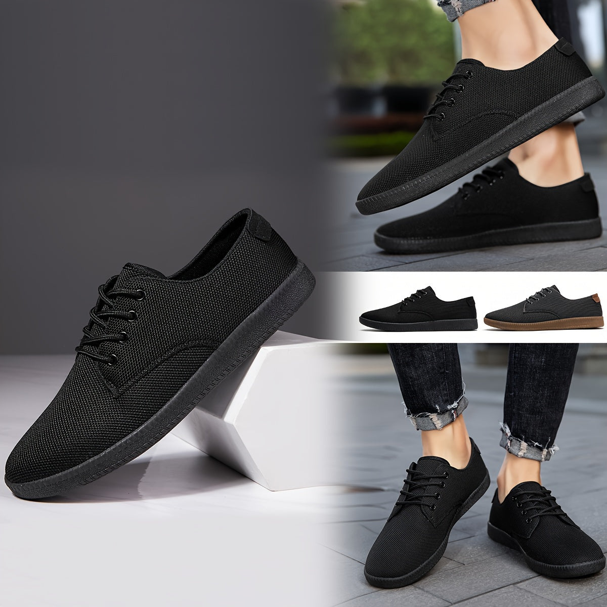 Solid Versatile Skate Shoes, Breathable Non Slip Lace-up